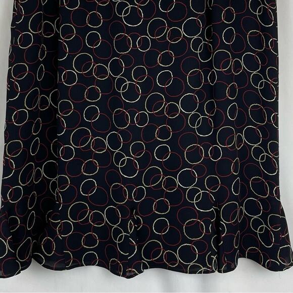 Talbots Sheer Black Circle Print Silk Office Date Feminine Ruffle Skirt Size 12 - Picture 6 of 12